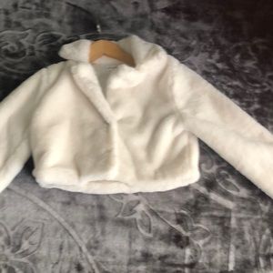 Girls Faux Fur Bolero Shrug Button Closure Cozy Jacket